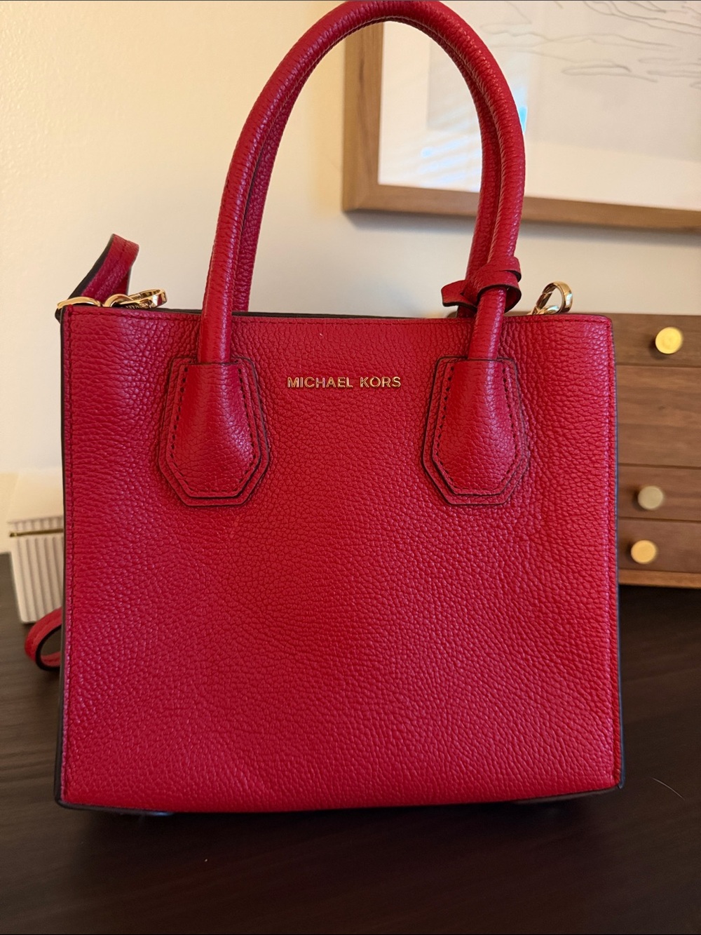 Michael Kors Red Pebbled Leather Satchel